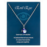Evil eye necklace on a blue card