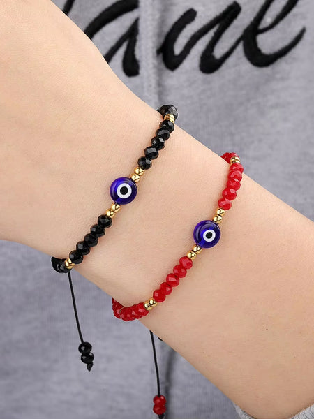 Exquisite Handmade Bracelet - Evil Eye Charm, Colorful Beads - Unisex Design Perfect for Parties, Gifting, and Special Occasions