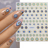 Classic Evil Eye blue and gold-tone 3D nail sticker sheet with manicure preview