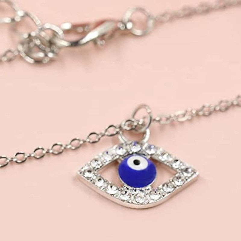 Mystical Turkish-Inspired Evil Eye and Hamsa Hand Zirconia Pendant Choker Necklace - Dainty, Lucky Charm Jewelry for Women and Girls