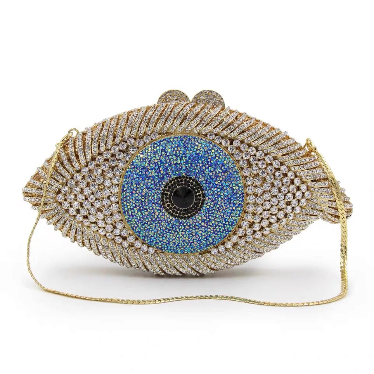 Sparkling Crystal Evil Eye Evening Clutch for Parties, Weddings, and Special Occasions