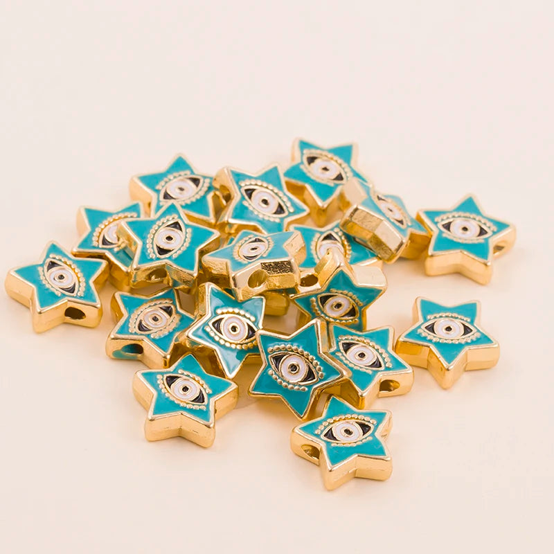Turquoise star-shaped evil eye charm beads