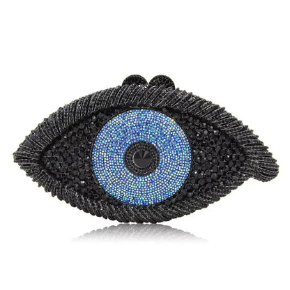 Sparkling Crystal Evil Eye Evening Clutch for Parties, Weddings, and Special Occasions