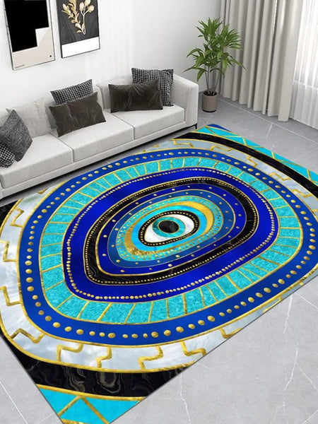 Luxurious Anti-Slip Evil Eye Floor Mat for Living Room, Bathroom, Kids' Room, and Outdoor Spaces