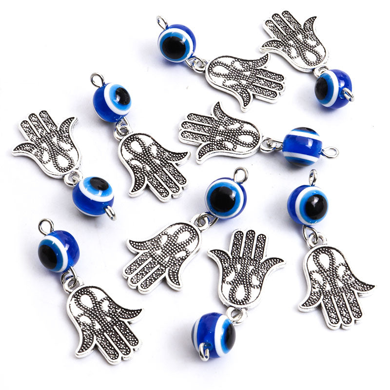 Authentic Turkish Hamsa Hand & Evil Eye Charms Set – Timeless Blue Amulet Pendants for DIY Jewelry Creations