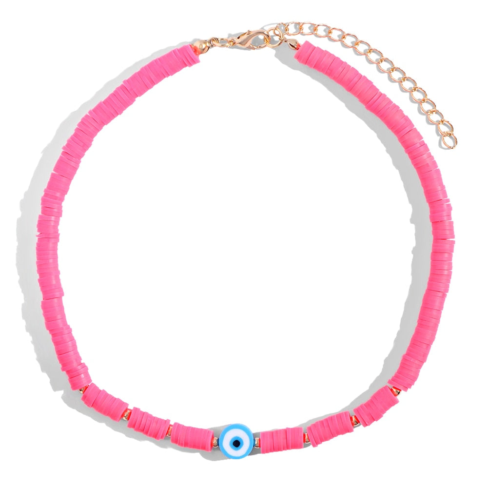 Exquisite Bohemian Turkish-Inspired Rainbow Clay Choker Necklace – Fashionable and Trendy Metal Geometric Jewelry for Women's Daily, Party and Beach Wear