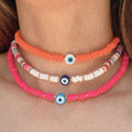 Exquisite Bohemian Turkish-Inspired Rainbow Clay Choker Necklace – Fashionable and Trendy Metal Geometric Jewelry for Women's Daily, Party and Beach Wear
