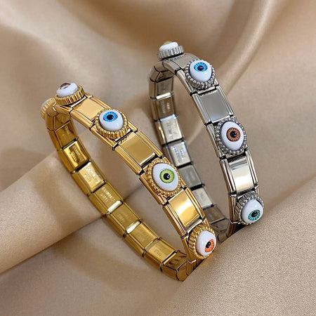 Evil Eye stainless steel cuff bracelet