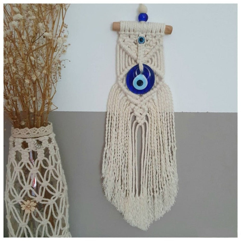 Glass Evil Eye Wall Hanging: Unique Turkish Pendant for Home Decor & Protection