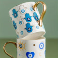 Blue Evil Eye ceramic cup
