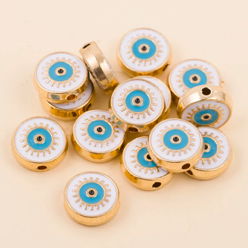 White round evil eye charm beads