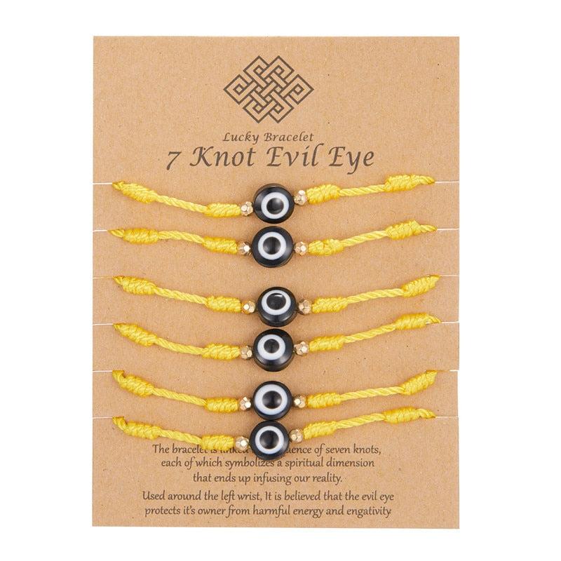 Embrace Fortuitous Vibes with our Exquisite Set of 6 Handmade Turkish Evil Eye Bracelets - Adjustable, Stylish and Trendy Fashion Accessory for Women and Men