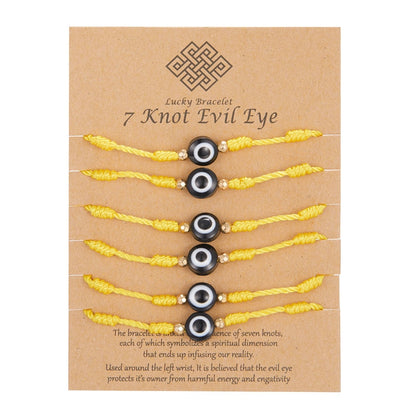 Embrace Fortuitous Vibes with our Exquisite Set of 6 Handmade Turkish Evil Eye Bracelets - Adjustable, Stylish and Trendy Fashion Accessory for Women and Men
