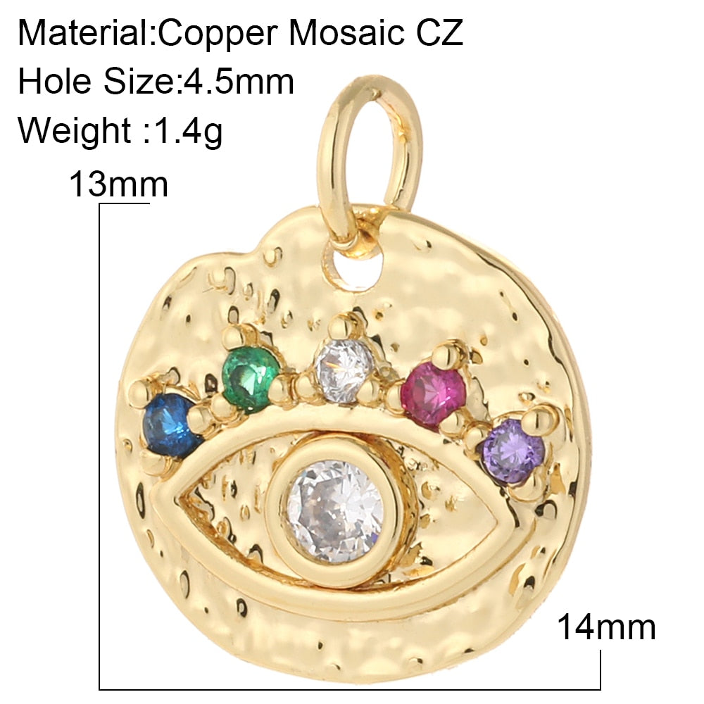 Evil Eye Designer Pendant Charm: Trendy Gold-Colored Jewelry Piece for Earrings, Necklaces, and Bracelets