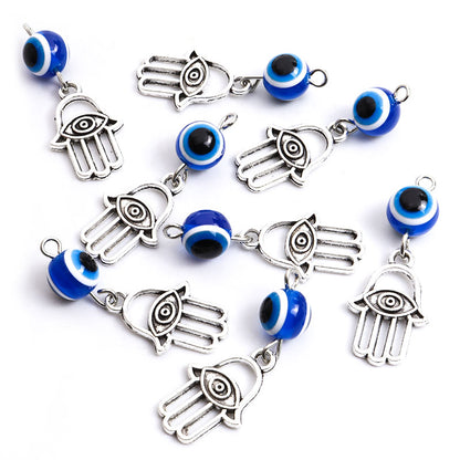 Authentic Turkish Hamsa Hand & Evil Eye Charms Set – Timeless Blue Amulet Pendants for DIY Jewelry Creations