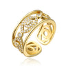 Elegant Turkish Geometric Evil Eye Ring with Cubic Zirconia for Women's Fashion Party Jewelry