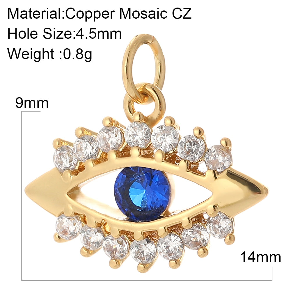 Evil Eye Designer Pendant Charm: Trendy Gold-Colored Jewelry Piece for Earrings, Necklaces, and Bracelets