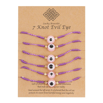 Embrace Fortuitous Vibes with our Exquisite Set of 6 Handmade Turkish Evil Eye Bracelets - Adjustable, Stylish and Trendy Fashion Accessory for Women and Men
