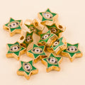 Green star-shaped evil eye charm beads