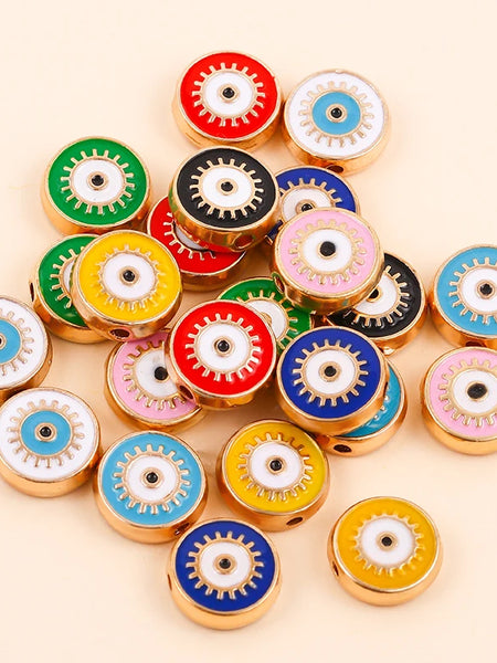 Assorted multicolored round evil eye charm beads