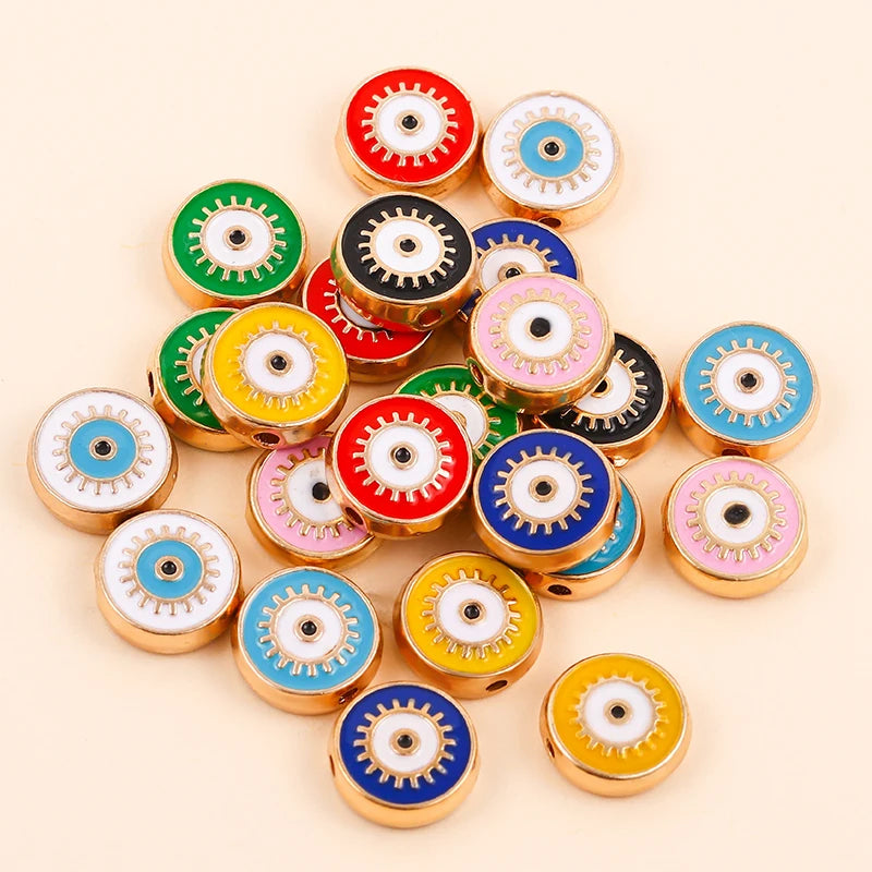 Assorted multicolored round evil eye charm beads