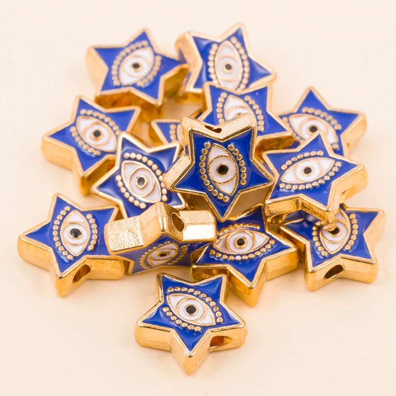 Blue star-shaped evil eye charm beads