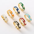 Bohemian Stainless Steel Evil Eye Finger Ring - Stylish Adjustable Jewelry for Women