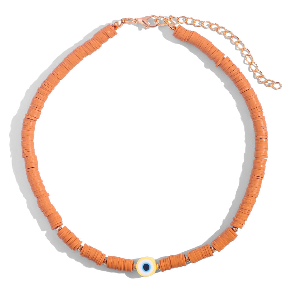 Exquisite Bohemian Turkish-Inspired Rainbow Clay Choker Necklace – Fashionable and Trendy Metal Geometric Jewelry for Women's Daily, Party and Beach Wear