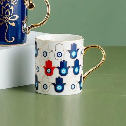 Ceramic Water Cup with Evil Eye
