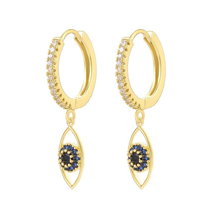 Blue Crystal Evil Eye Earrings