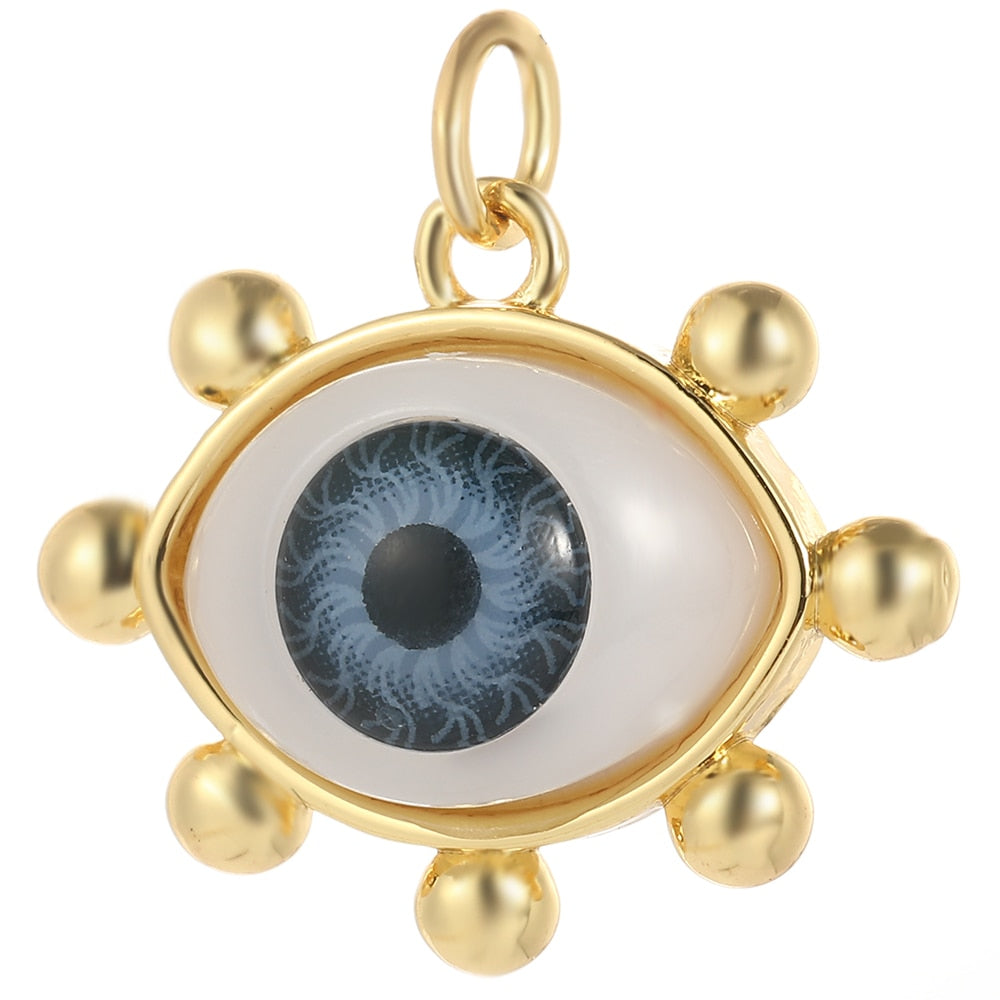 Evil Eye Designer Pendant Charm: Trendy Gold-Colored Jewelry Piece for Earrings, Necklaces, and Bracelets