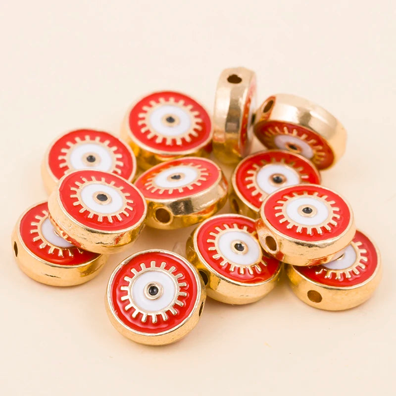 Red round evil eye charm beads