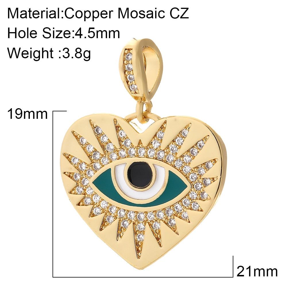 Evil Eye Designer Pendant Charm: Trendy Gold-Colored Jewelry Piece for Earrings, Necklaces, and Bracelets