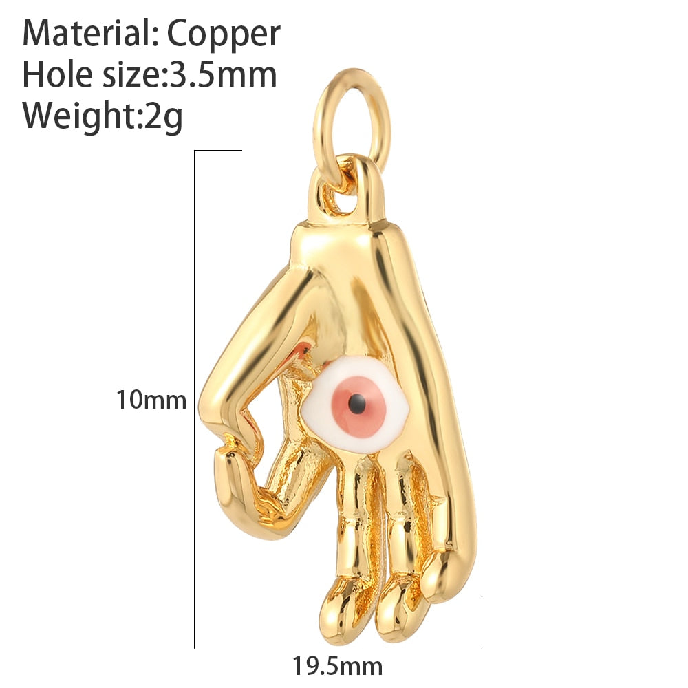 Evil Eye Designer Pendant Charm: Trendy Gold-Colored Jewelry Piece for Earrings, Necklaces, and Bracelets