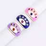 Dazzling Rainbow Zircon Evil Eye Ring for Women - Stylish Wedding Band with Colorful Enamel Accents
