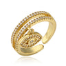Elegant Turkish Geometric Evil Eye Ring with Cubic Zirconia for Women's Fashion Party Jewelry
