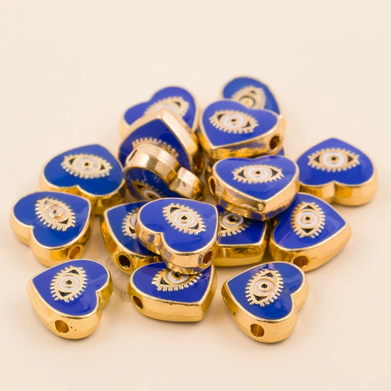 Blue teardrop-shaped evil eye charm beads