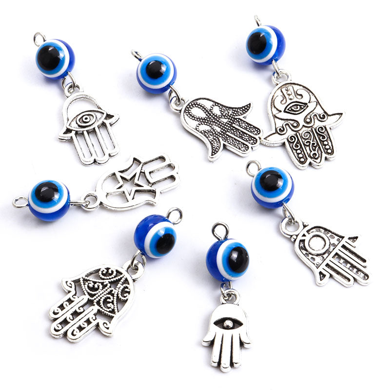 Authentic Turkish Hamsa Hand & Evil Eye Charms Set – Timeless Blue Amulet Pendants for DIY Jewelry Creations