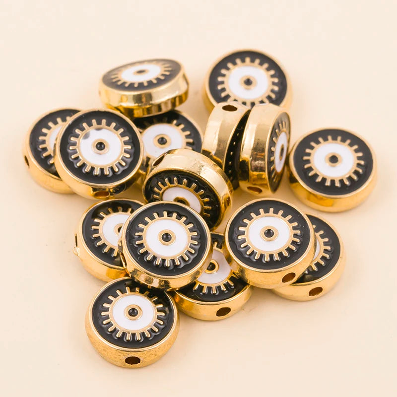 Black round evil eye charm beads