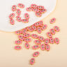 Pink flower-shaped evil eye charm beads