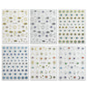 Six sheets of decorative hamsa hand decals arranged in a 2x3 grid. The sheets feature various designs including blue and white evil eye patterns, gold suns and moons, and multicolored hamsa hands on a white background.