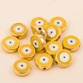 Yellow round evil eye charm beads