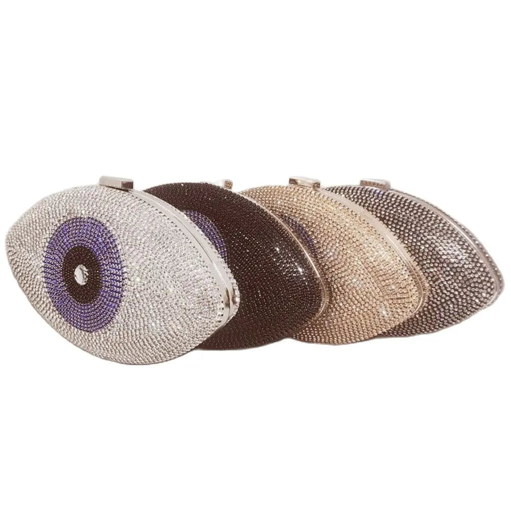 Elegant Evil Eye Crystal Velvet Evening Clutch for Women – Perfect Party Purse in Gold and Silver