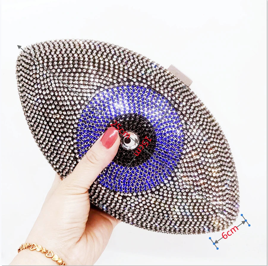 Elegant Evil Eye Crystal Velvet Evening Clutch for Women – Perfect Party Purse in Gold and Silver