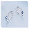 925 Sterling Silver Blue Evil Eye Ear Buckles Heart-shaped Zircon Hoop Earrings for Women Gift Fine Jewelry