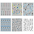 Assorted eye motif nail art sticker sheets in blue, black and multicolored designs