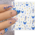 Blue Snake and Stars 3D nail sticker sheet with manicure preview
