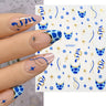 Blue Snake and Stars 3D nail sticker sheet with manicure preview