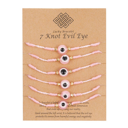 Embrace Fortuitous Vibes with our Exquisite Set of 6 Handmade Turkish Evil Eye Bracelets - Adjustable, Stylish and Trendy Fashion Accessory for Women and Men