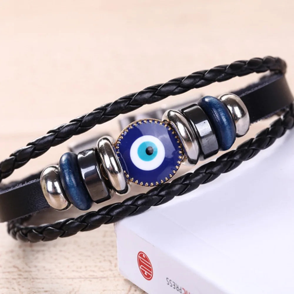 Evil Eye leather bracelet
